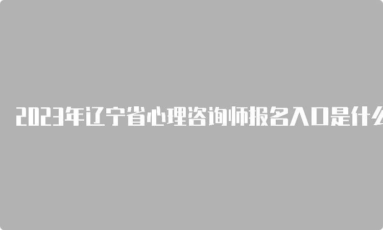 2023年辽宁省心理咨询师报名入口是什么