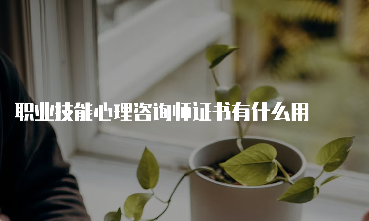 职业技能心理咨询师证书有什么用