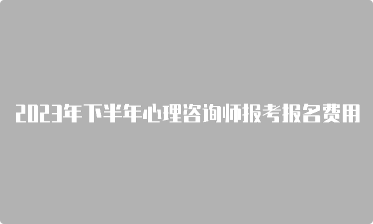 2023年下半年心理咨询师报考报名费用