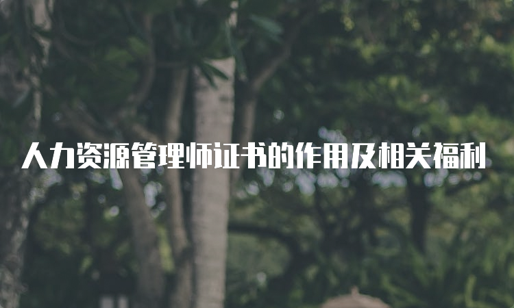 人力资源管理师证书的作用及相关福利