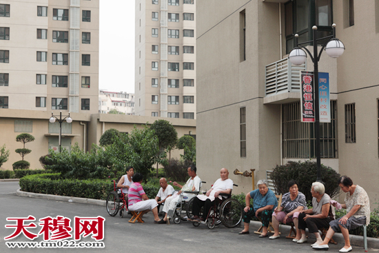 天气暖和时，东苑里的老人们坐在一起纳凉、聊天