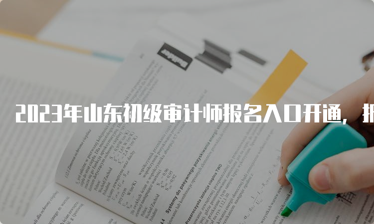 2023年山东初级审计师报名入口开通，报名时间6月9日9∶00—6月19日16∶00