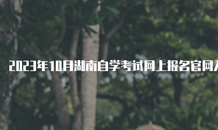 2023年10月湖南自学考试网上报名官网入口