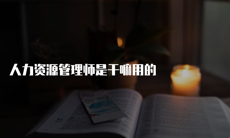 人力资源管理师是干嘛用的